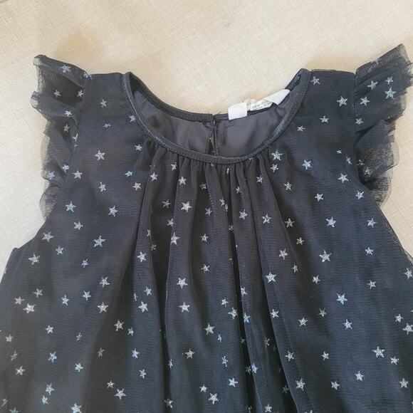 H&M Black Silver Star Print Tulle Dress - Picture 2 of 8